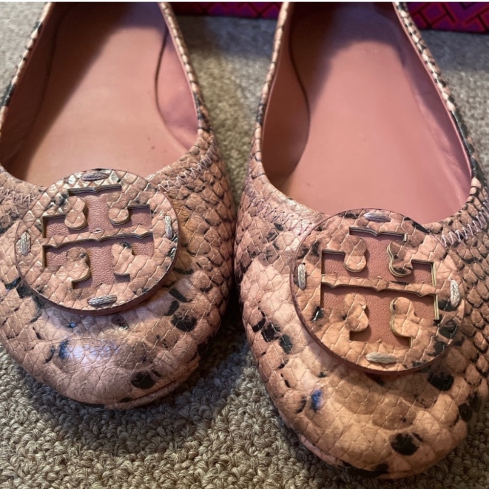 Tory Burch Snakeskin print Minnie Travel Ballet shoes